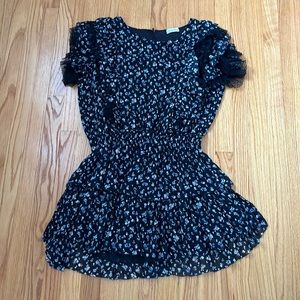 love shack fancy blue floral ruffle dress size M